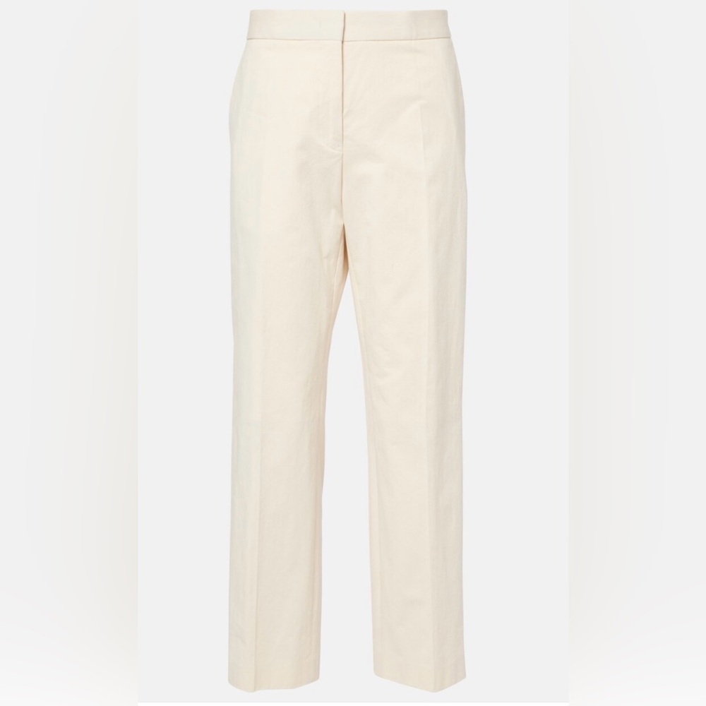 Jil Sander Cropped Cotton Straight Leg Pants - Butter - Size 38 - Picture 3 of 12